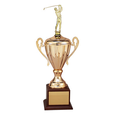 17-1/2 INCH RAVENNA SERIES TROPHY WITH 9-1/2 INCH METAL GOLD CUP TAKES FIGURE