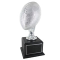 17 INCH SILVER FOOTBALL TROPHY WITH 10-1/2 INCH DIAMETER BALL ON BLACK BASE