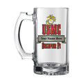 17 OUNCE U.S. MARINE CORPS GLASS TANKARD WITH BANNER FOR PERSONALIZATION NAME AND RANK