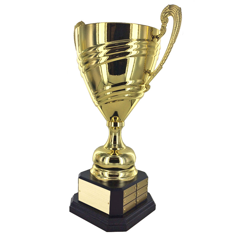18-1/2 INCH PERPETUAL BRIGHT GOLD METAL ITALIAN SWIRL PATTERN TROPHY CUP