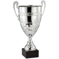18 INCH ITALIAN SILVER DECORATIVE EMBOSSED TROPHY CUP ON GENUINE MARBLEBASE