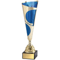 16 INCH MODERN STYLE EUROPEAN GOLD AND BLUE METAL TROPHY CUP
