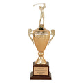 18 INCH SAVOIA SERIES TROPHY WITH 8-1/2 INCH METAL GOLD/SILVER CUP TAKES FIGURE
