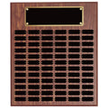 18 x 24 INCH WALNUT FINISH PERPETUAL PLAQUE WITH BLACK AND GOLD HEADER PLATE-72 NAME PLATES