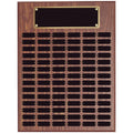 18 x 24 INCH WALNUT FINISH PERPETUAL PLAQUE WITH BLACK AND GOLD HEADER PLATE-84 NAME PLATES