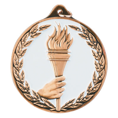 2-1/2 Inch Enameled Die-Cast Achievement Medal in Bronze