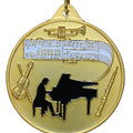 2-1/2 Inch Enameled Die-Cast Music Medal in Gold, Silver, or Bronze