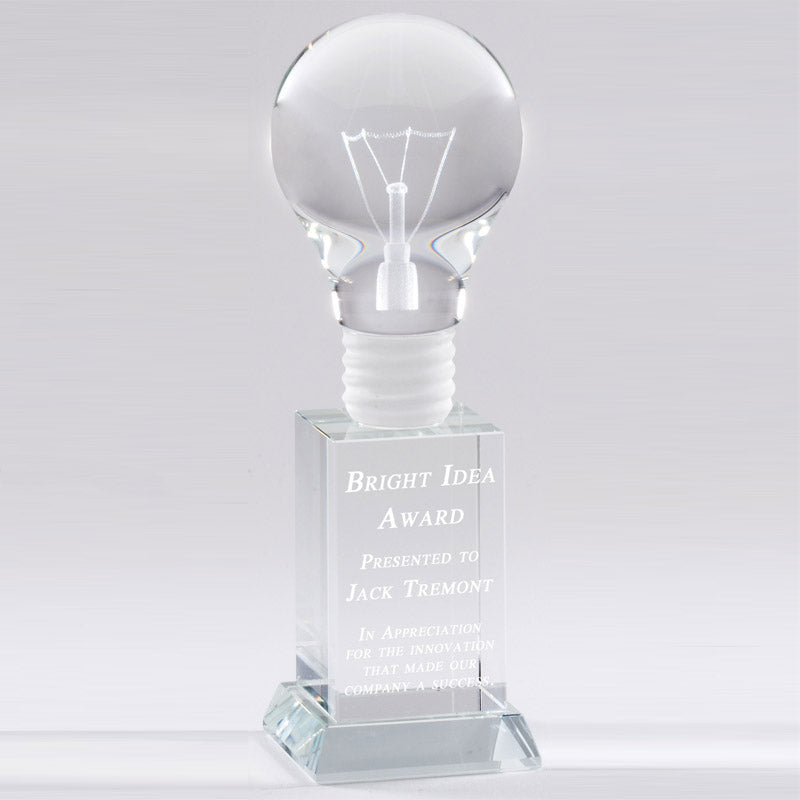 8 X 2-1/2 INCH OPTICAL CRYSTAL LIGHT BULB AWARD