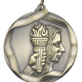 2-1/4 Inch 3D Die-Cast Achievement Medal in Antique Brass, Silver, or Bronze
