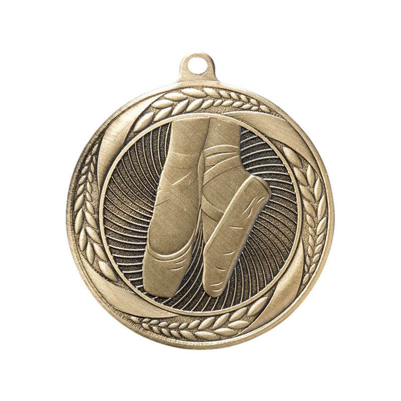 2-1/4 Inch Ballet Themed Medal in Antique Gold with Insert