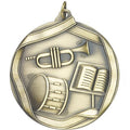 2-1/4 Inch 3D Die-Cast Band Themed Medal in Antique Brass, Silver, or Bronze