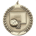 1-3/4 Inch Customizable Basketball Themed 3D Sports Medal in Brass, Silver, or Bronze