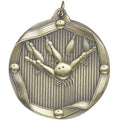 2-1/4 Inch 3D Die-Cast Bowling Medal in Antique Brass, Silver, or Bronze
