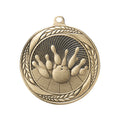 2-1/4 Inch Bowling Medal in Antique Gold, Silver, or Bronze with Insert