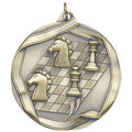 2-1/4 Inch 3D Die-Cast Chess Themed Medal in Antique Brass, Silver, or Bronze