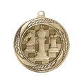 2-1/4 Inch Chess Themed Medal in Antique Gold, Silver, or Bronze with Insert