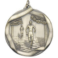2-1/4 Inch 3D Die-Cast Cross Country Medal in Antique Brass, Silver, or Bronze