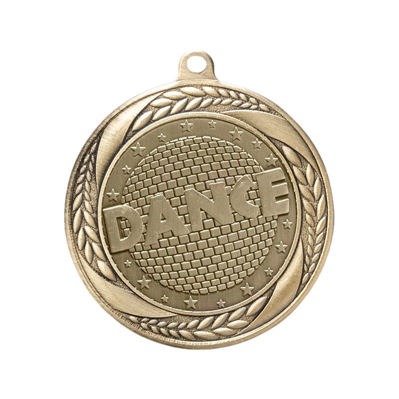 2-1/4 Inch Dance Themed Medal in Antique Gold, Silver, or Bronze with Insert
