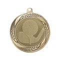 2-1/4 Inch Golf Themed Medal in Antique Gold, Silver, or Bronze with Insert