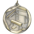 2-1/4 Inch 3D Die-Cast Womens Gymnastics Medal in Antique Brass, Silver, or Bronze