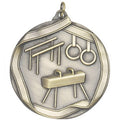 2-1/4 Inch 3D Die-Cast Mens Gymnastics Medal in Antique Brass, Silver, or Bronze