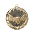 2-1/4 Inch Handshake Themed Medal in Antique Gold with Insert