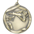 2-1/4 Inch 3D Die-Cast Karate Themed Sports Medal in Antique Brass, Silver, or Bronze
