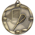 2-1/4 Inch 3D Die-Cast Lacrosse Themed Sports Medal in Antique Brass, Silver, or Bronze