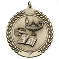 1-3/4 Inch 'Lamp of Knowledge' Themed Customizable 3D Medal in Brass, Silver, or Bronze