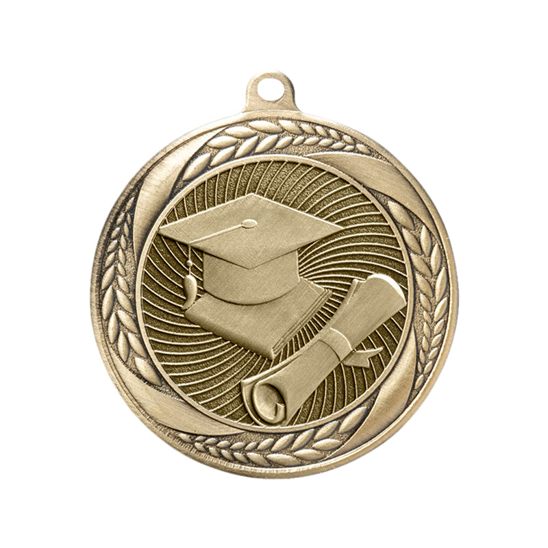 2-1/4 Inch Scholastic Achievement Medal in Antique Gold with Insert