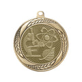 2-1/4 Inch Science Themed Medal in Antique Gold, Silver, or Bronze with Insert