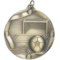 2-1/4 Inch 3D Die-Cast Soccer Medal in Antique Brass, Silver, or Bronze