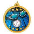 2-1/4 Inch in Diameter Round Mylar Detailed Swimming Medal with Customizable Back