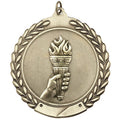 1-3/4 Inch Customizable 3D Die-Cast Medal with Torch Theme in Brass, Silver, or Bronze