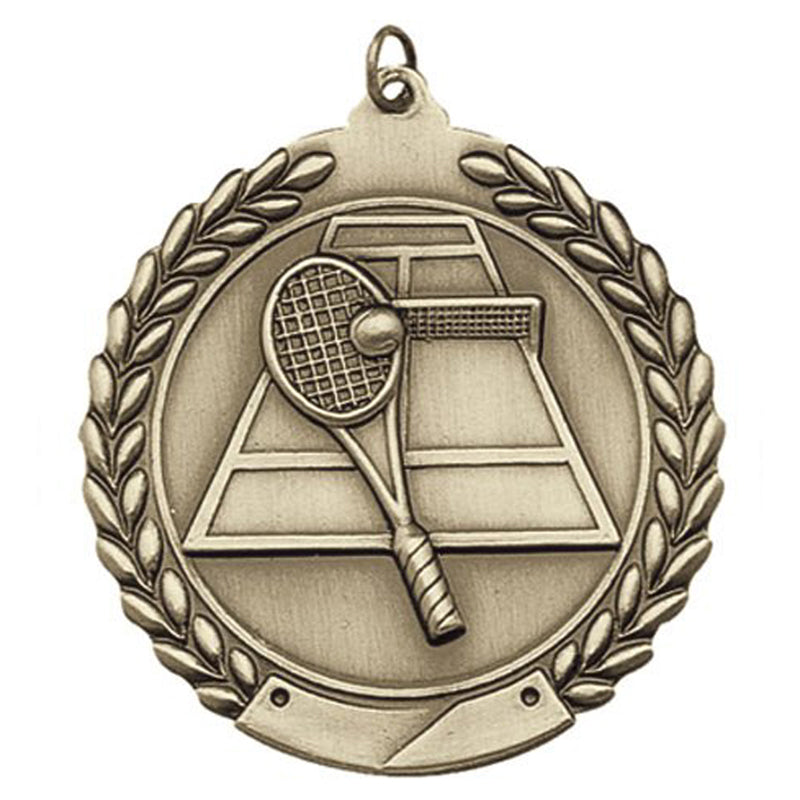 1-3/4 Inch Customizable 3D Tennis Medal in Brass, Silver, or Bronze