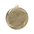 2-1/4 Inch Track Themed Medal in Antique Gold, Silver, or Bronze with Insert
