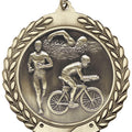 1-3/4 Inch Customizable 3D Triathalon Medal in Brass, Silver, or Bronze