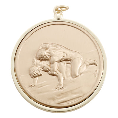 2 3/16 INCH MEDAL FRAME WITH WRESTLING MEDALLION - MULTIPLE COLORS