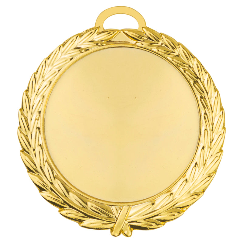 2-3/4 INCH BRIGHT GOLD WREATH MEDAL FRAME HOLDS 2 INCH INSERT
