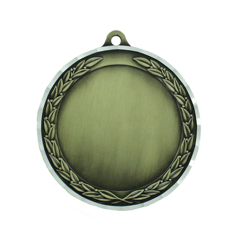 2-3/4 INCH DIE CAST ANTIQUE BRASS MEDAL - HOLDS 2 INCH INSERT