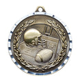 2-3/4 Inch 3-D Football Medal in Antique Brass, Pewter or Bronze Finish