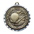 2-3/4 Inch 3-D Golf Medal in Antique Brass, Pewter or Bronze Finish