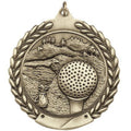 2-3/4 Inch Golf Medal 3- Dimensional Die Cast Satin in Antique Brass, Pewter or Bronze Finish