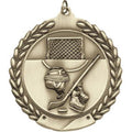 2-3/4 Inch Hockey Medal 3- Dimensional Die Cast Satin in Antique Brass, Pewter or Bronze Finish