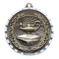 2-3/4 Inch 3-D Academic Lamp Medal in Antique Brass, Pewter or Bronze Finish