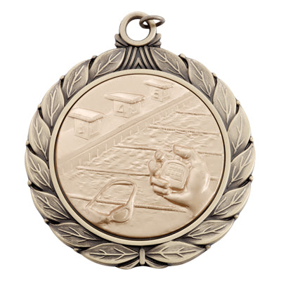 2 3/4 INCH MEDAL FRAME WITH SWIMMING MEDALLION - MULTIPLE COLORS