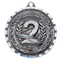 2-3/4 Inch Second Place Medal 3- Dimensional Diamond Engraved Cast Satin in Antique Pewter