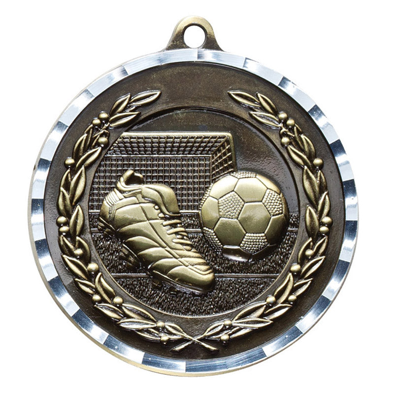 2-3/4 Inch 3-D Soccer Medal in Antique Brass, Pewter or Bronze Finish