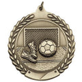 2-3/4 Inch Soccer Medal 3- Dimensional Die Cast Satin in Antique Brass, Pewter or Bronze Finish