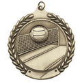 2-3/4 Inch Tennis Medal 3- Dimensional Die Cast Satin in Antique Brass, Pewter or Bronze Finish